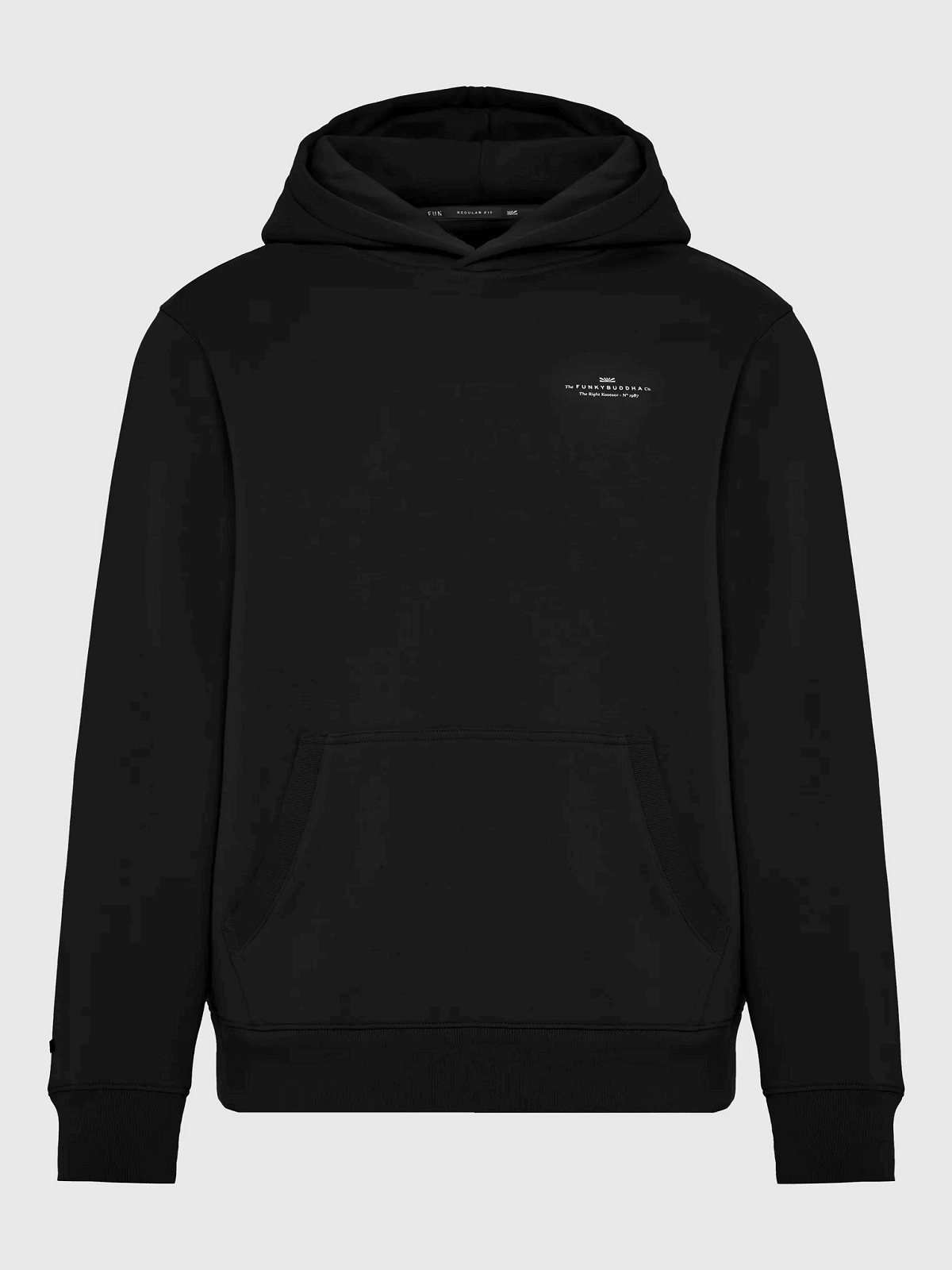 Μονόχρωμο φούτερ με κουκούλα Funky Buddha μαύρο χρώμα