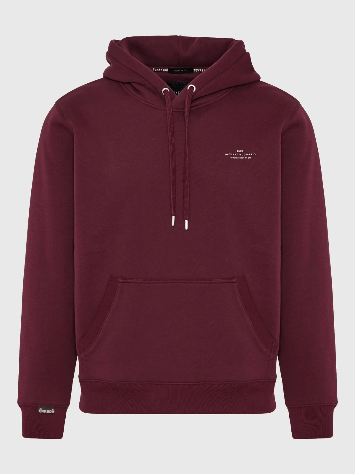 Μονόχρωμο φούτερ με κουκούλα Funky Buddha μπορντό χρώμα