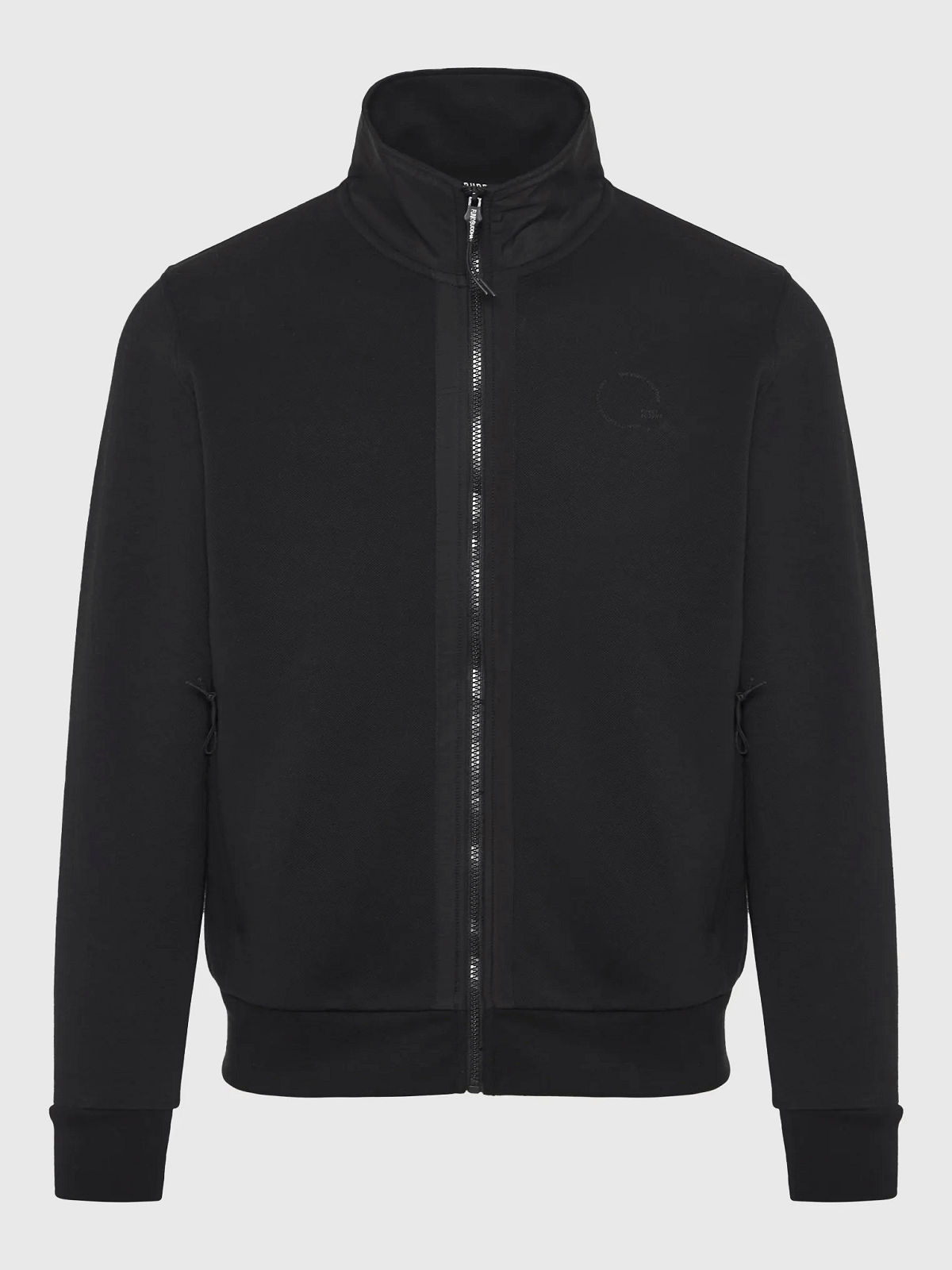 Ανδρική μονόχρωμη πικέ ζακέτα με φερμουάρ Funky Buddha μαύρο χρώμα