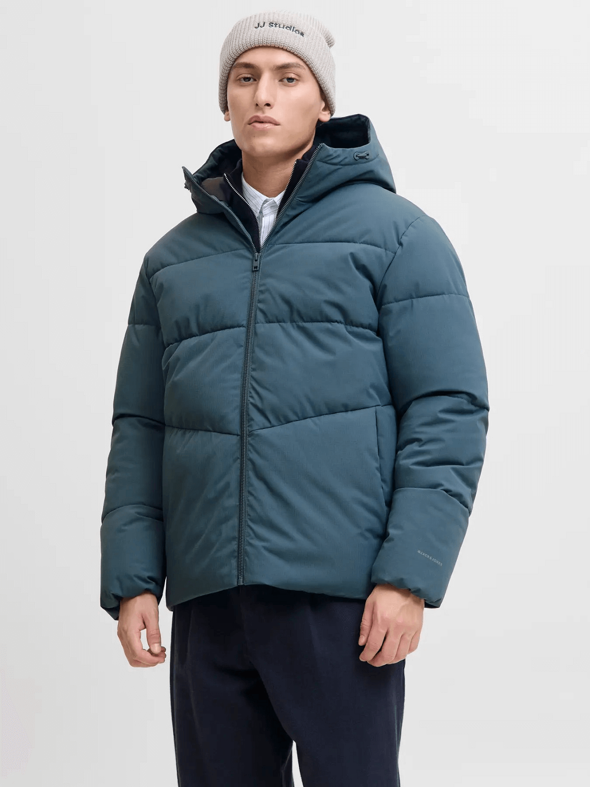 Ανδρικό μπουφάν puffer Jack&Jones πετρόλ χρώμα