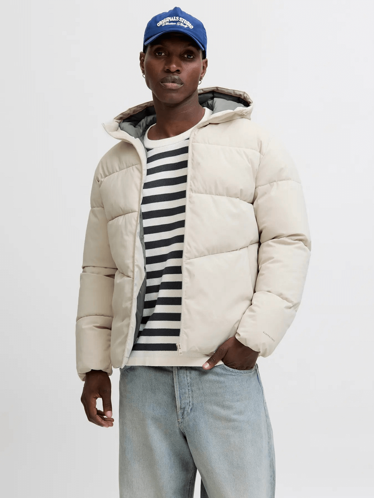 Ανδρικό μπουφάν puffer Jack&Jones εκρού χρώμα