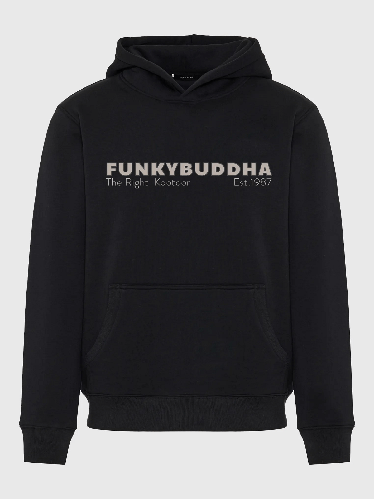 Φούτερ με κουκούλα και τύπωμα στο στήθος Funky Buddha μαύρο χρώμα