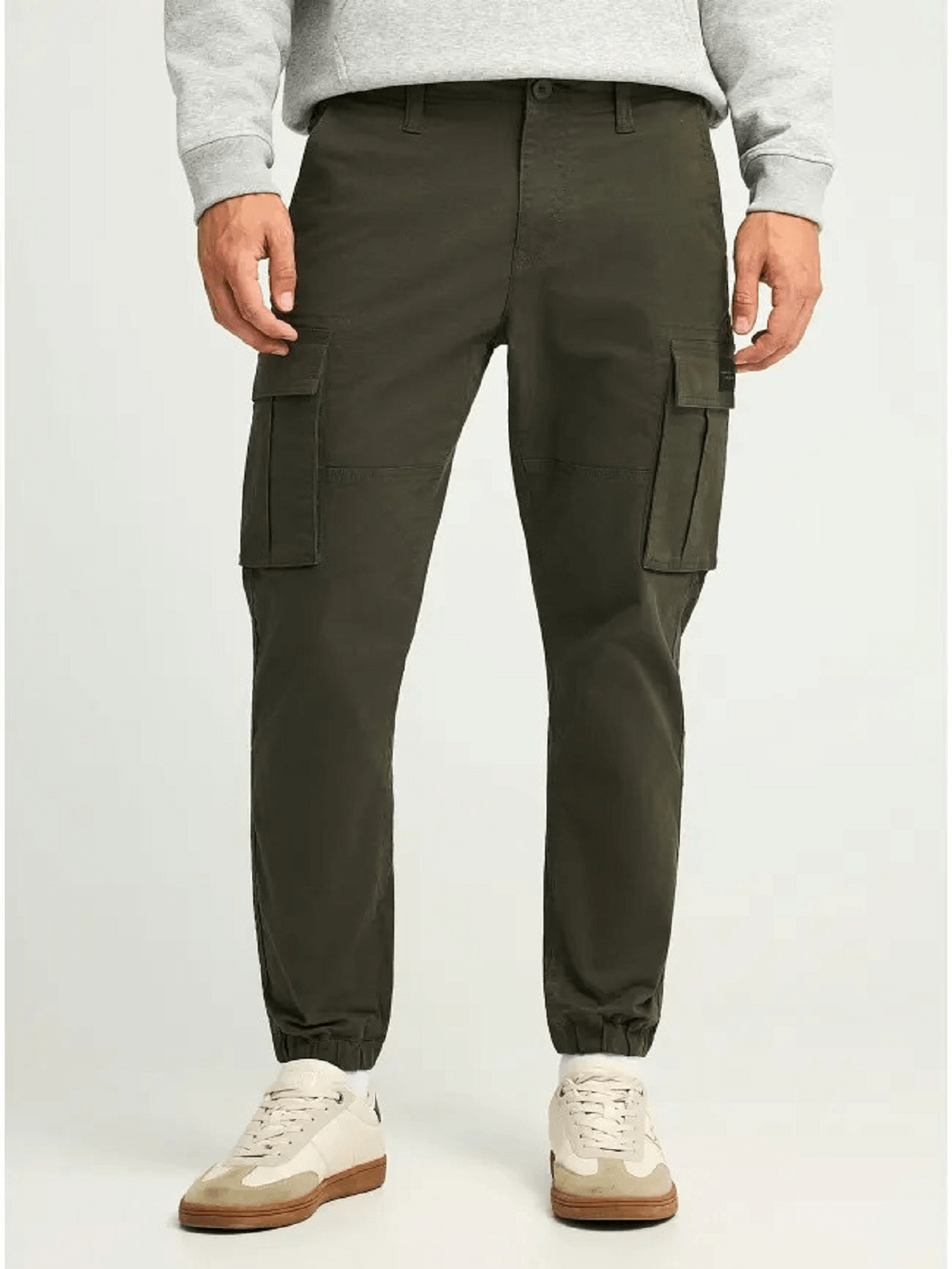 Ανδρικό regular fit cargo παντελόνι με cuffed τελείωμα Funky Buddha χακί χρώμα