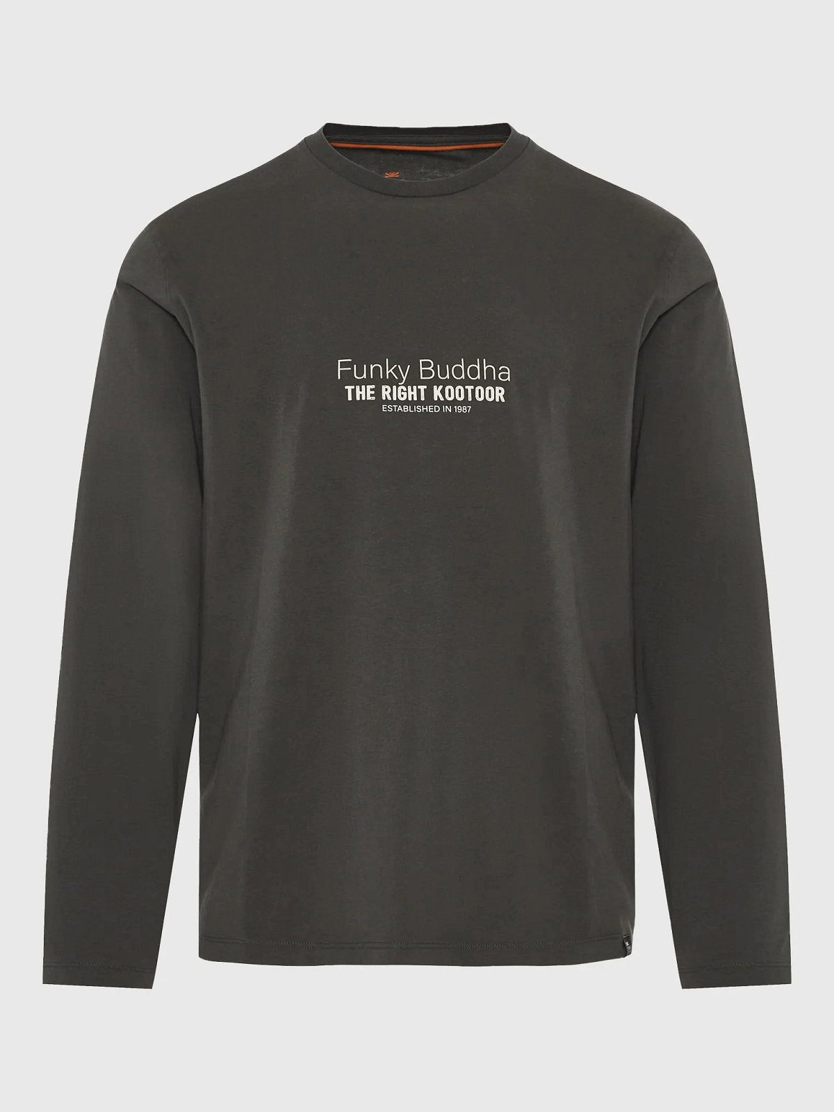 Μακρυμάνικη μπλούζα με branded τύπωμα Funky Buddha λαδί χρώμα