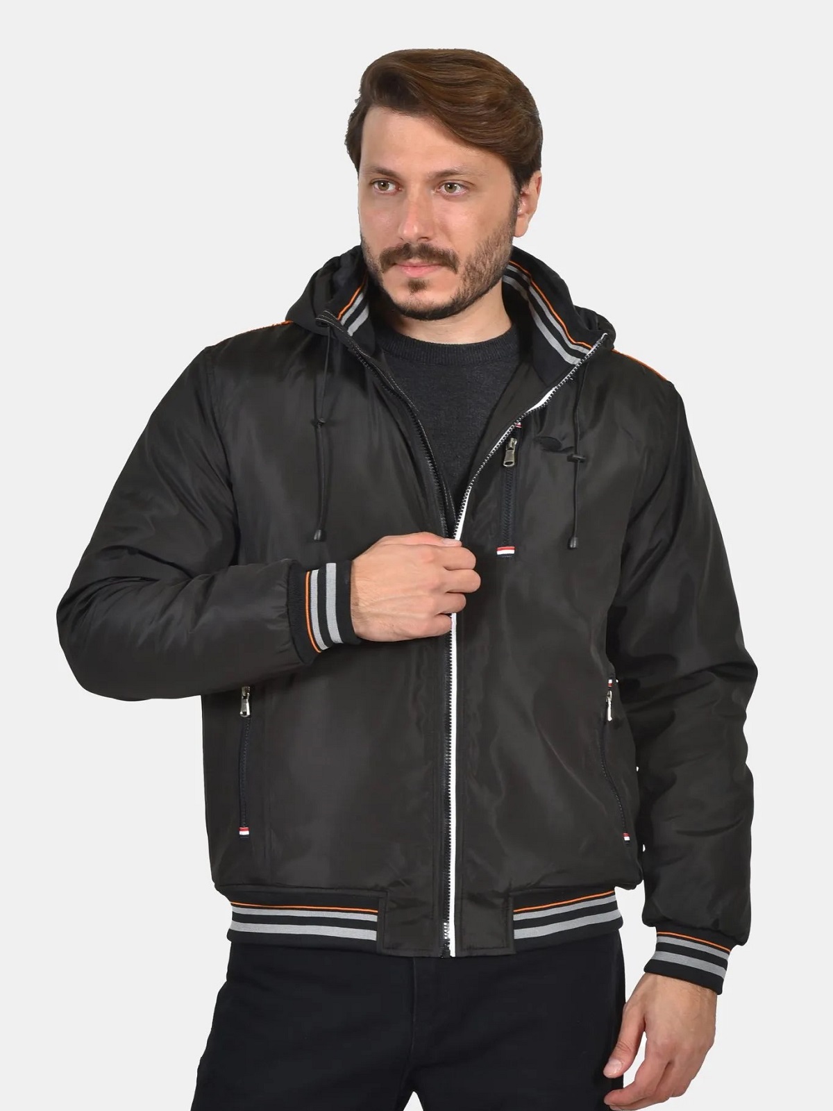 Ανδρικό Plus size μπουφάν CASTOR μαύρο χρώμα