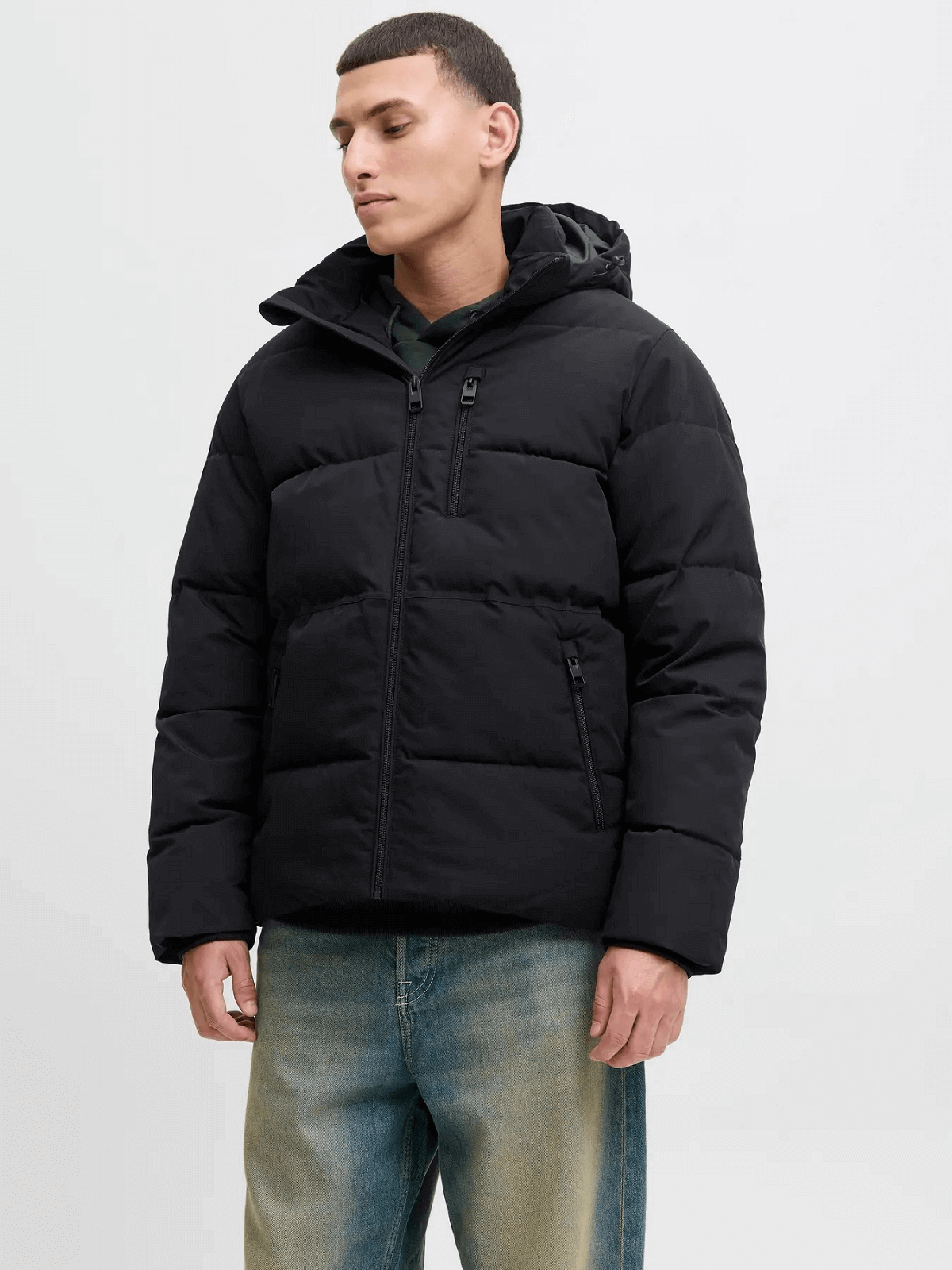 Ανδρικό μπουφάν puffer Jack&Jones μαύρο χρώμα