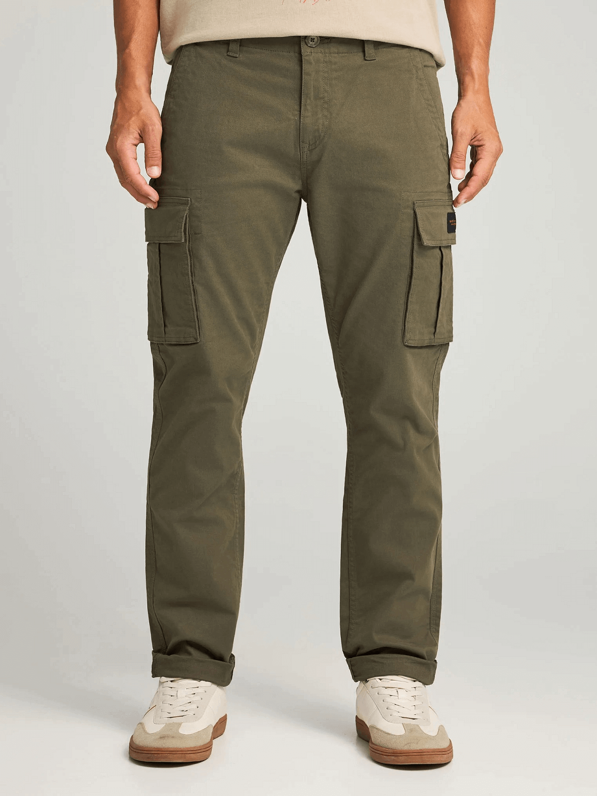 Ανδρικό comfort cargo παντελόνι - The essentials Funky Buddha λαδί χρώμα