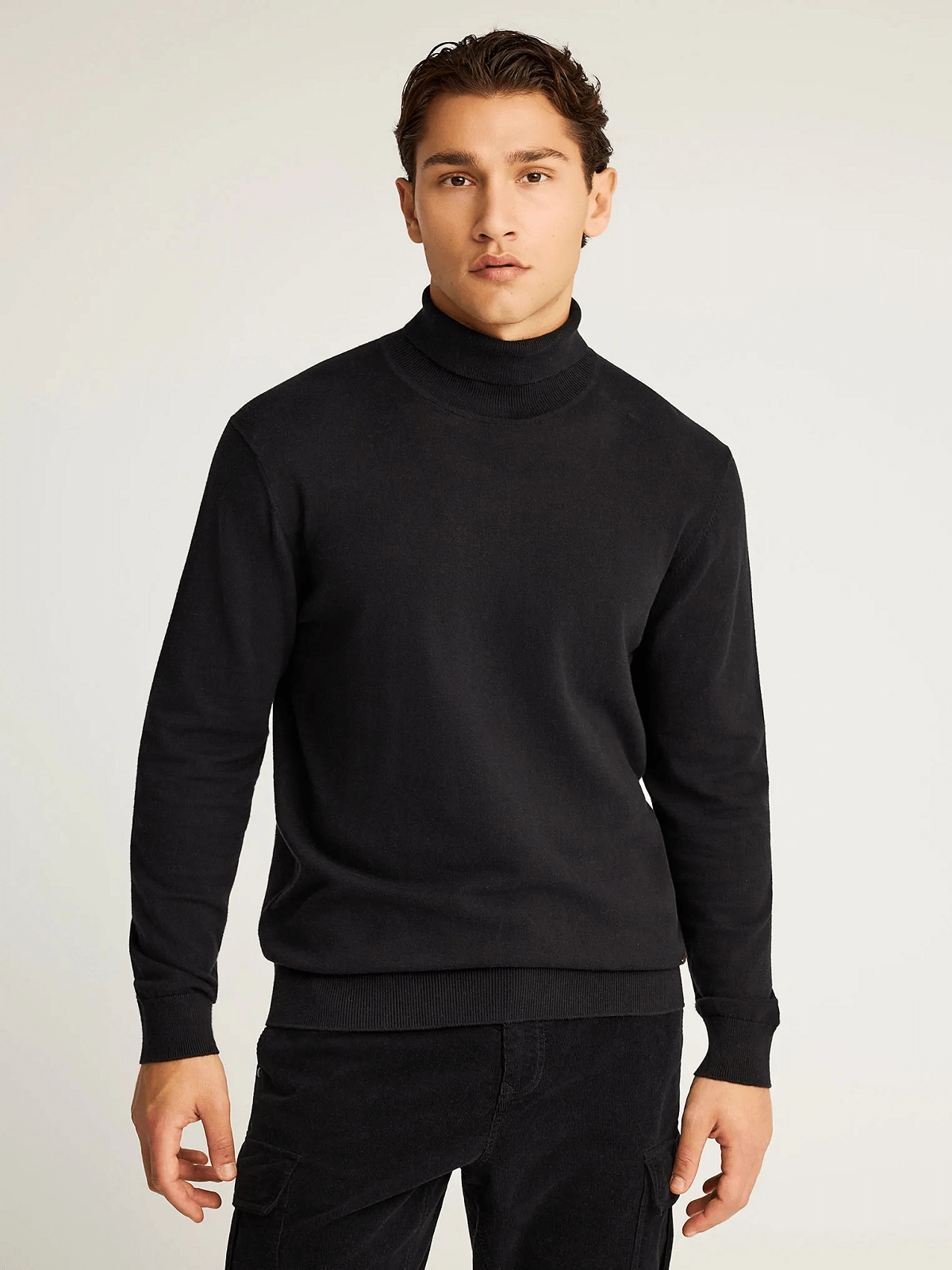 Ανδρική πλεκτή μπλούζα ζιβάγκο Funky Buddha μαύρο χρώμα