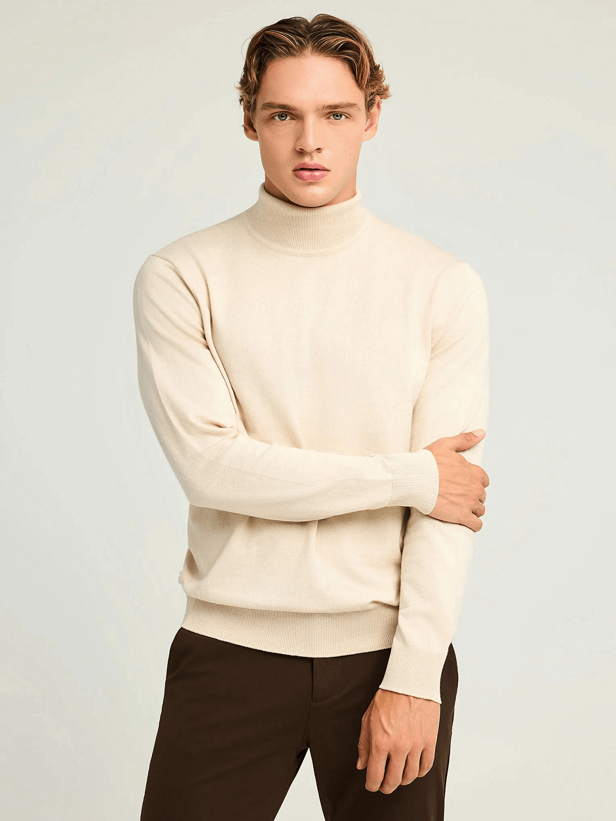 Ανδρική πλεκτή μπλούζα ζιβάγκο Funky Buddha εκρού χρώμα