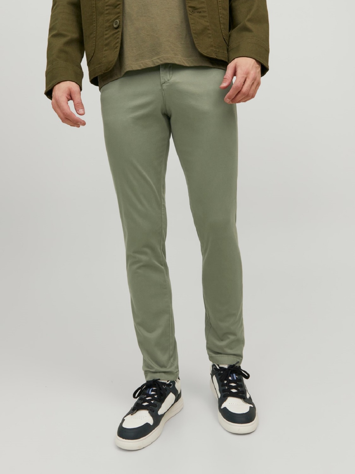 Ελαστικό παντελόνι Chinos Slim Fit Jack&Jones λαδί χρώμα