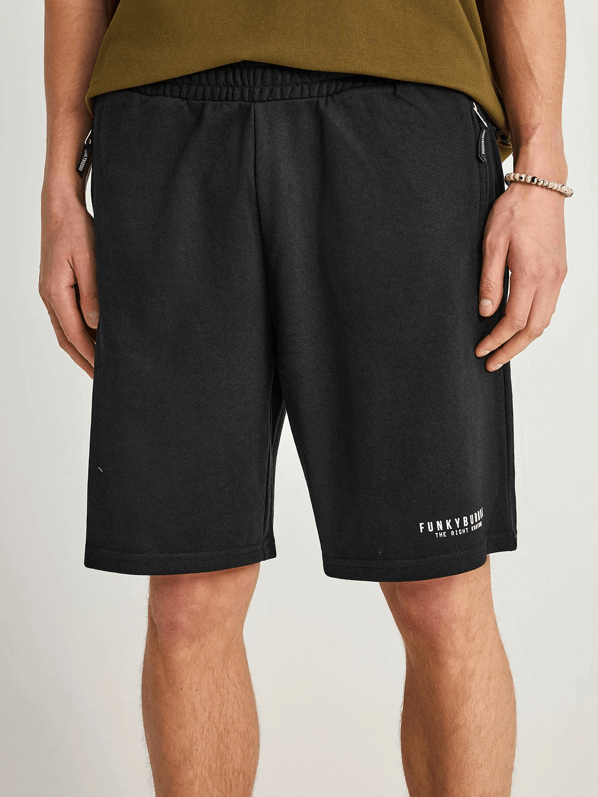 Ανδρική αθλητική βερμούδα με λογότυπο Funky Buddha μαύρο χρώμα
