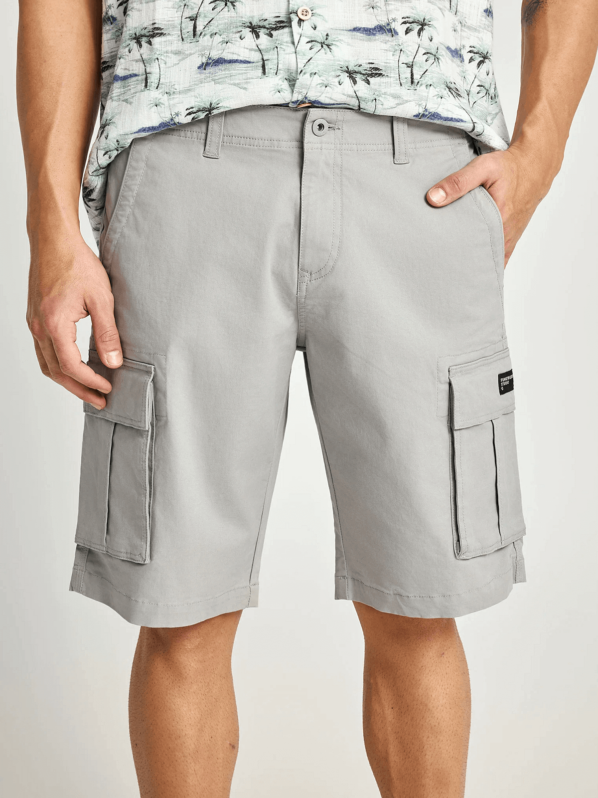 Ανδρική βερμούδα cargo Funky Buddha γκρί χρώμα