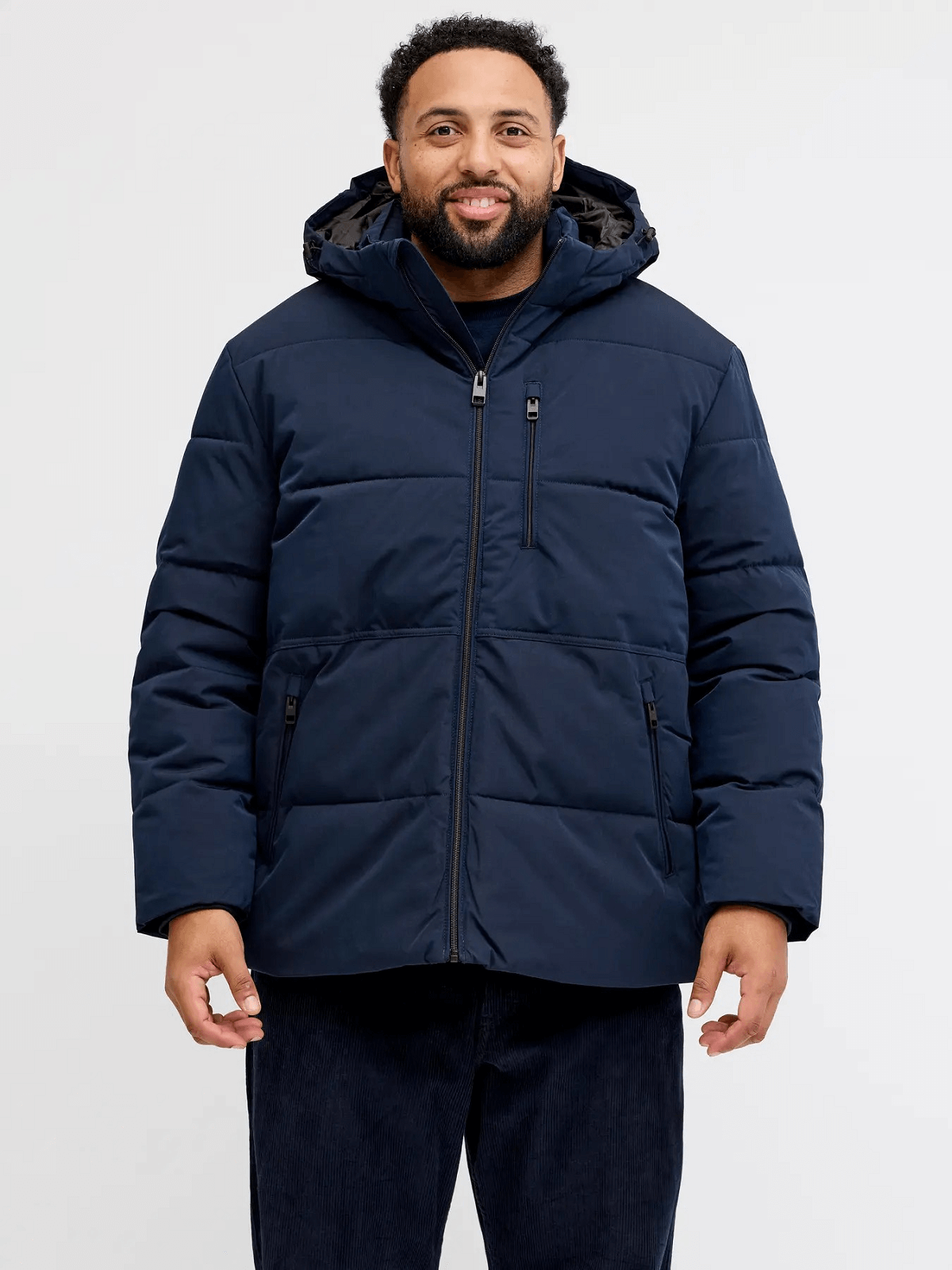Ανδρικό μπουφάν Plus size puffer Jack&Jones μπλέ χρώμα