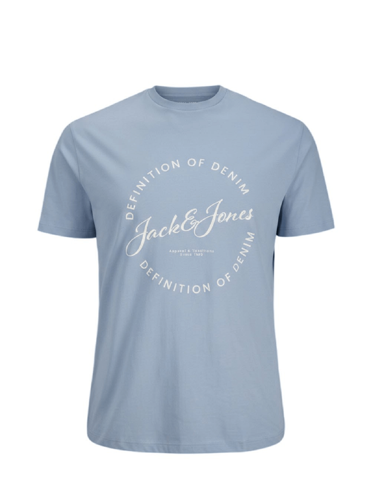 Ανδρικό βαμβακερό T-shirt με τύπωμα στο στήθος Jack&Jones σιέλ χρώμα
