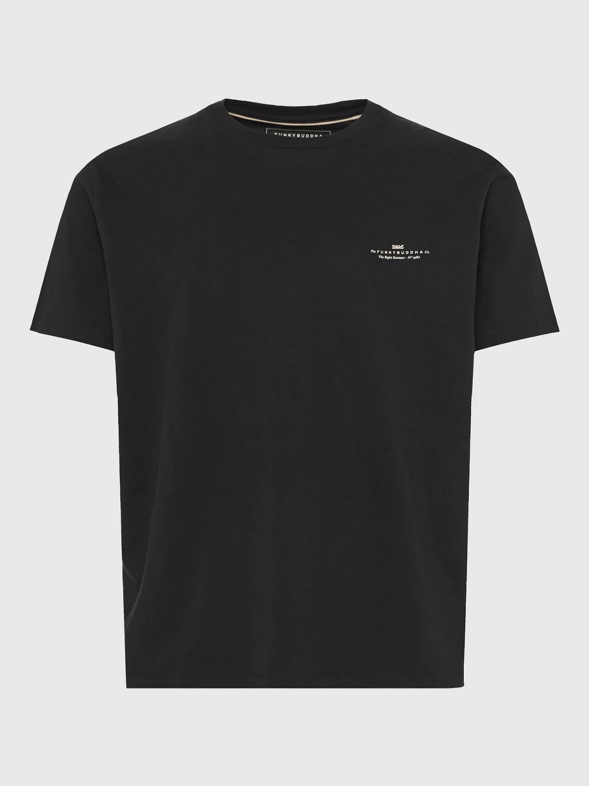 Ανδρικό μονόχρωμο T-shirt Funky Buddha μαύρο χρώμα