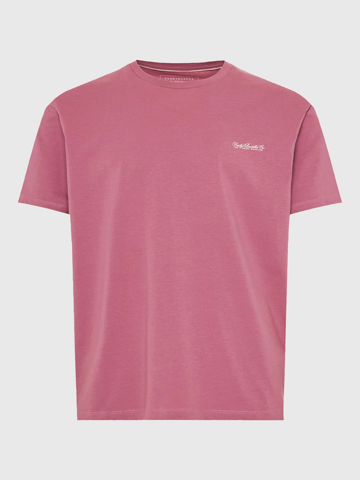 Ανδρικό μονόχρωμο T-shirt Funky Buddha ρόζ χρώμα