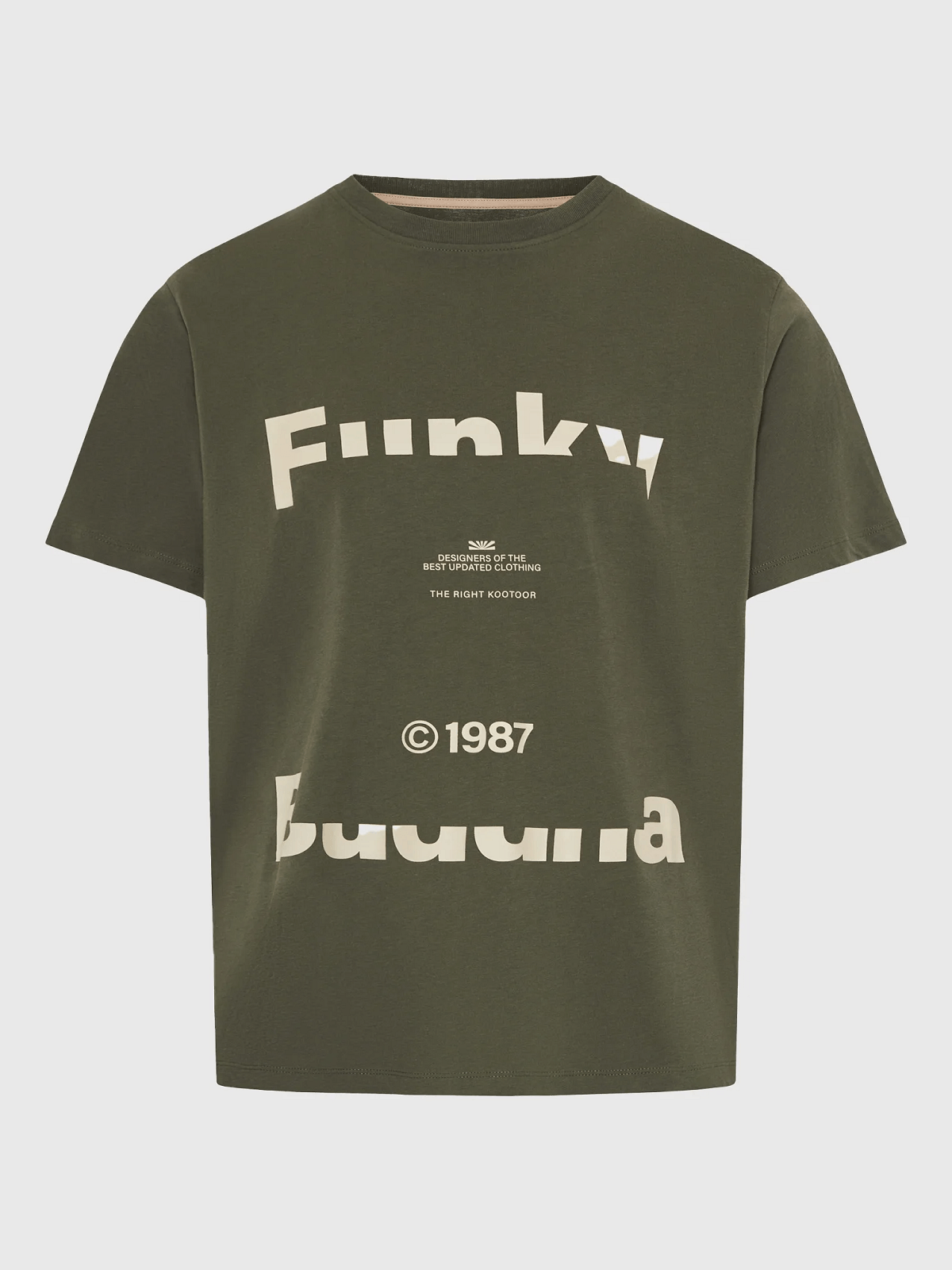 Ανδρικό T-shirt με τύπωμα Funky Buddha λαδί χρώμα