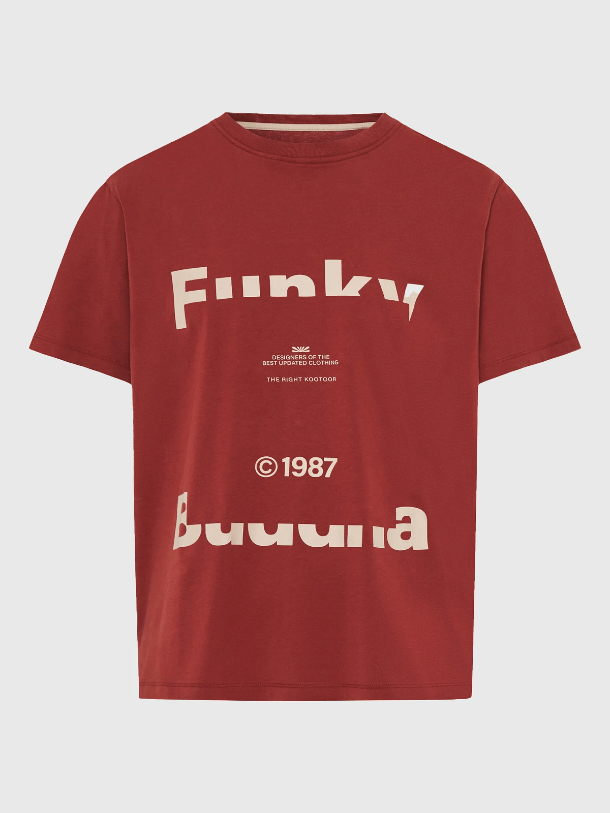 Ανδρικό T-shirt με τύπωμα Funky Buddha κεραμιδί χρώμα