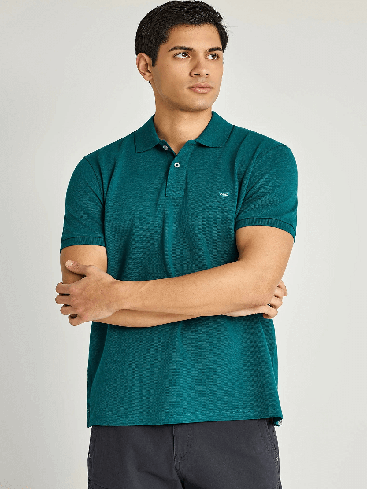 Ανδρική βαμβακερή μπλούζα πόλο Funky Buddha πράσινο χρώμα