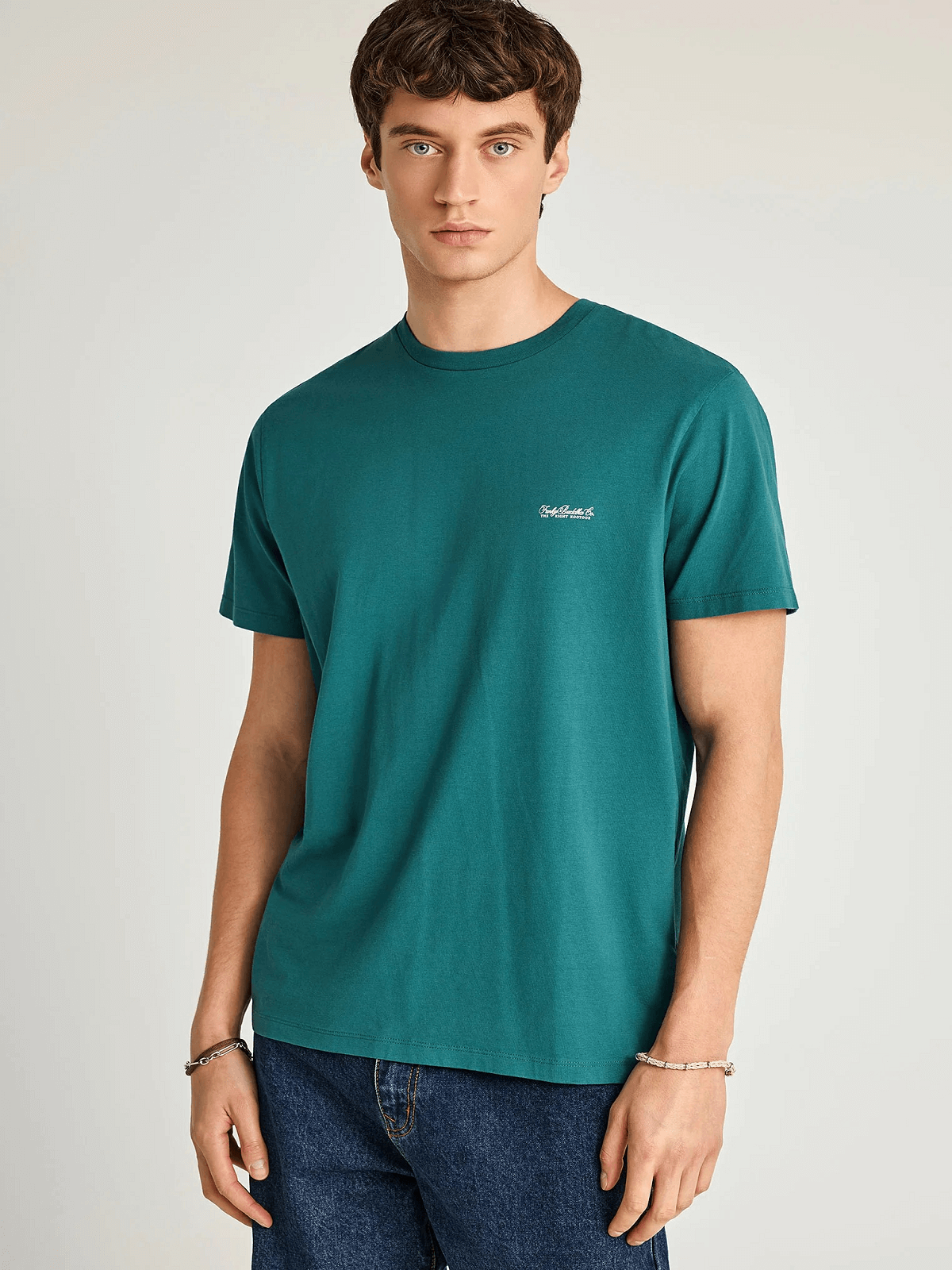 Ανδρικό μονόχρωμο T-shirt Funky Buddha πράσινο χρώμα