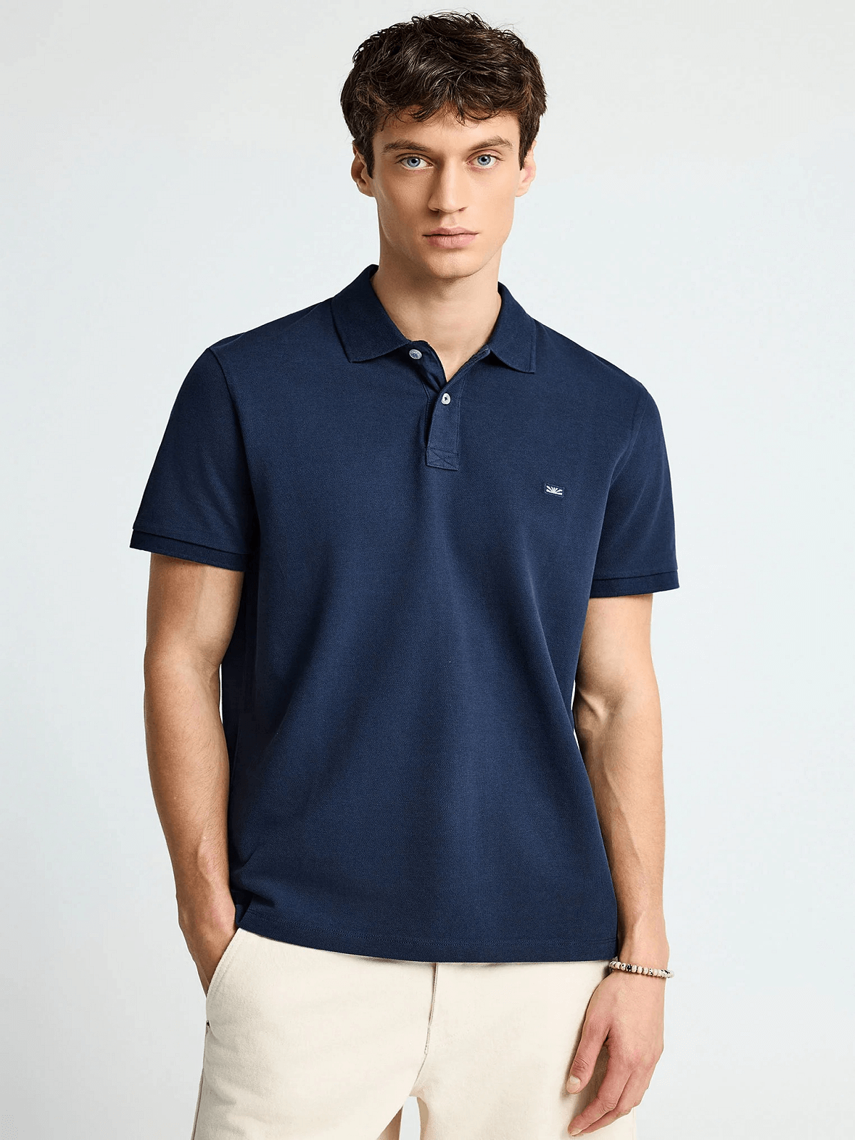 Ανδρική βαμβακερή μπλούζα πόλο Funky Buddha μπλέ χρώμα