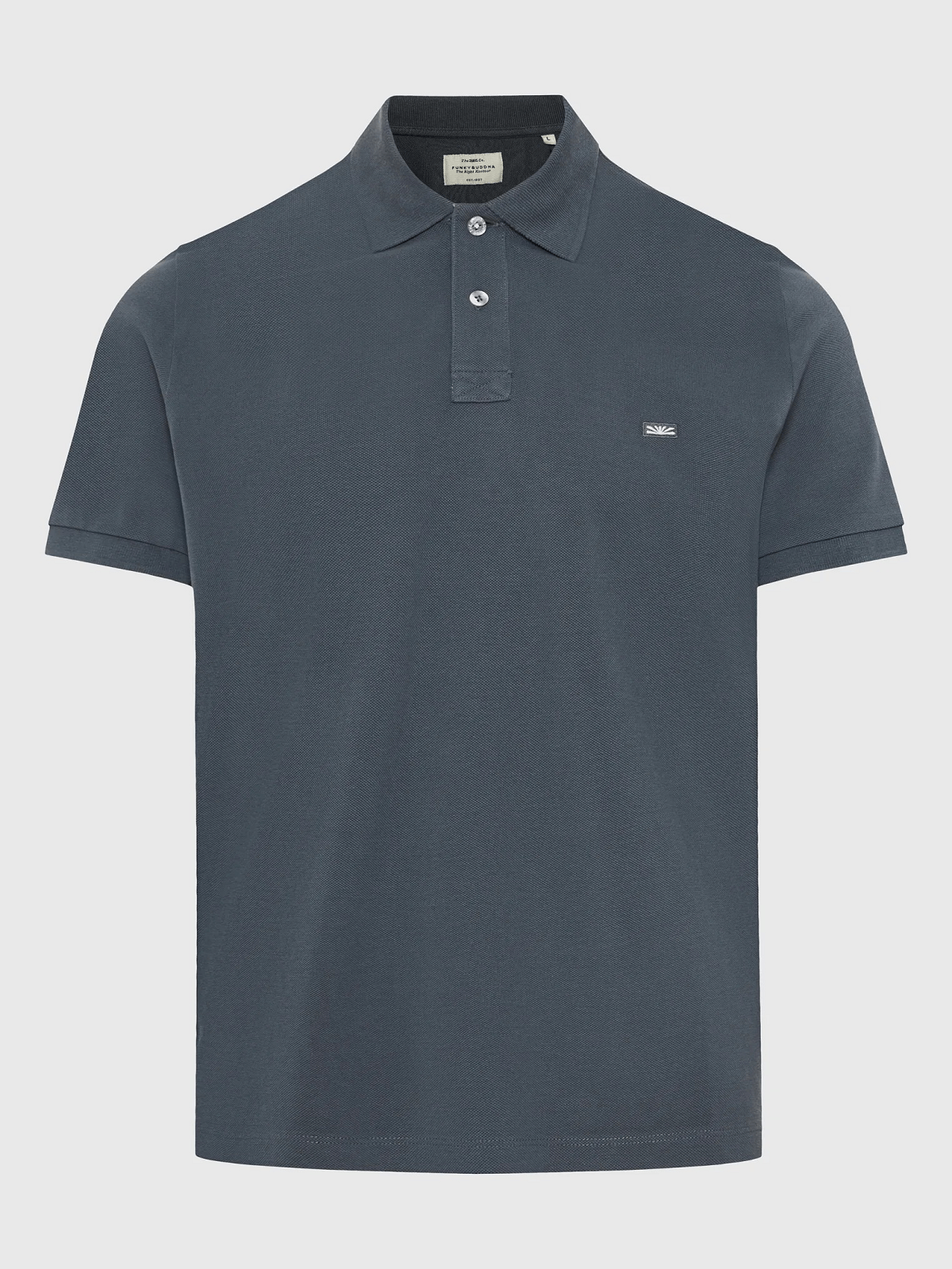 Ανδρική βαμβακερή μπλούζα πόλο Funky Buddha γκρί χρώμα