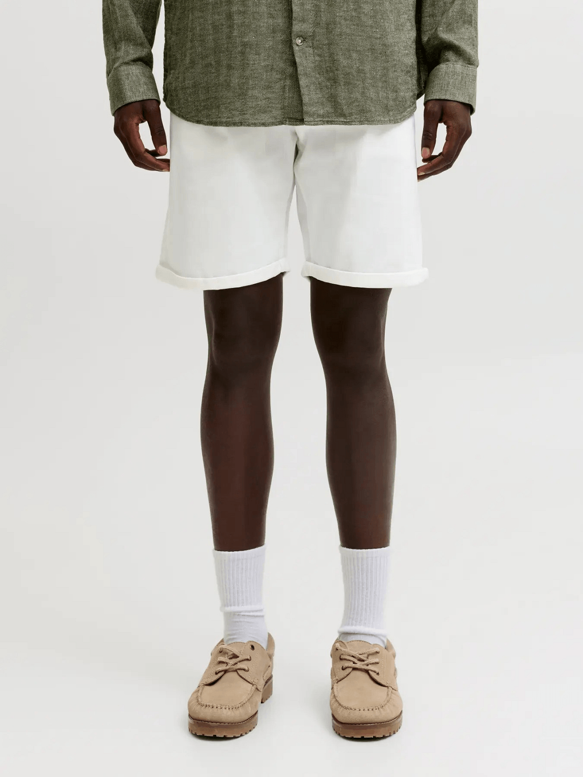 Ανδρική ελαστική βερμούδα Jack&Jones άσπρο χρώμα