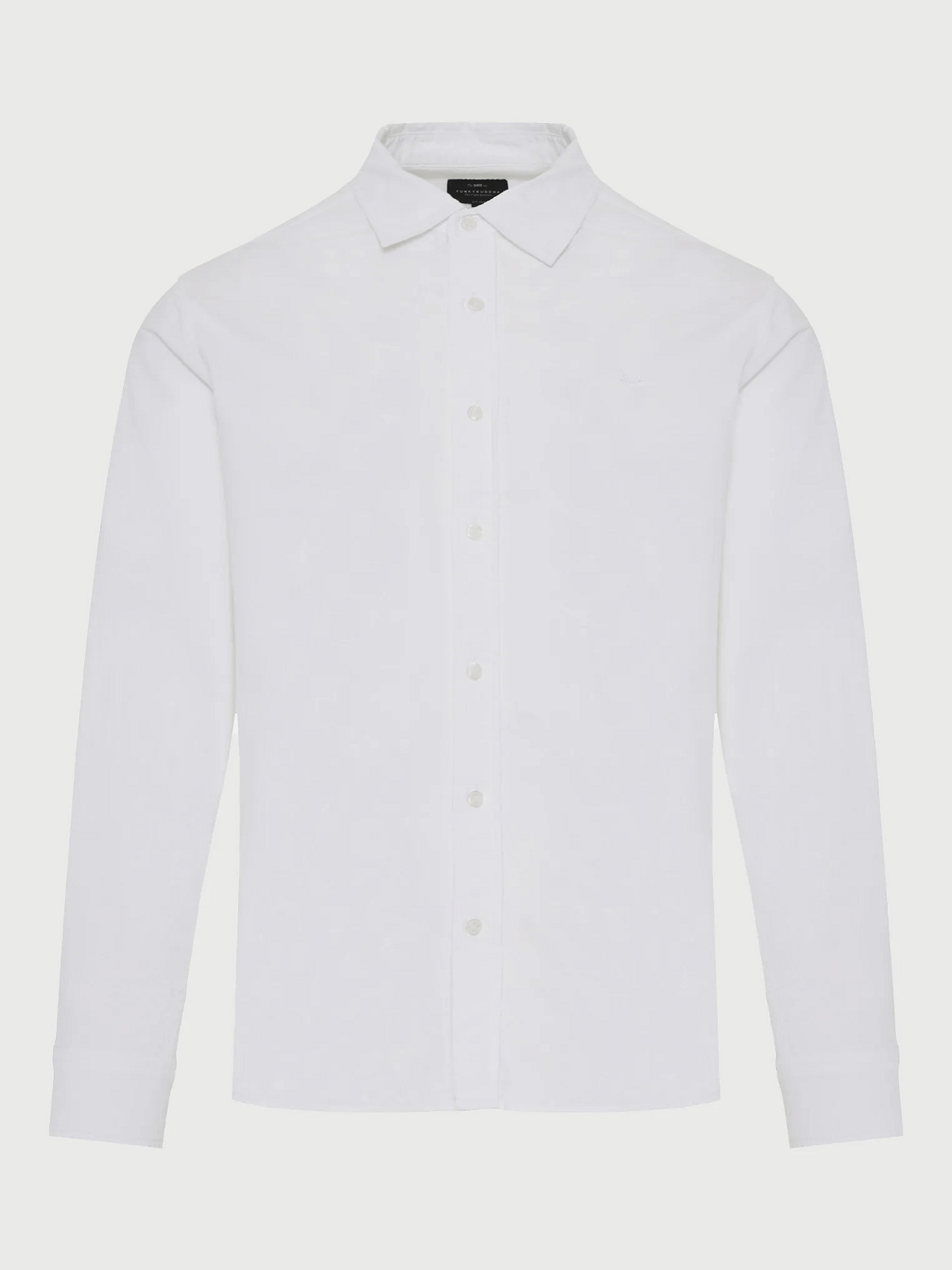 Ανδρικό πουκάμισο από βαμβάκι Funky Buddha άσπρο χρώμα