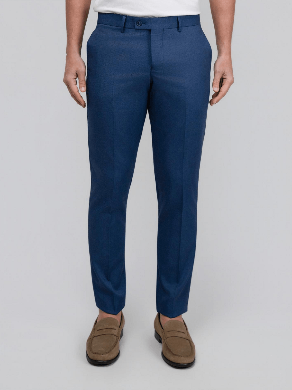 Ελαστικό μοντέρνο Slim Fit πικέ υφασμάτινο παντελόνι DEZIGN μπλέ χρώμα