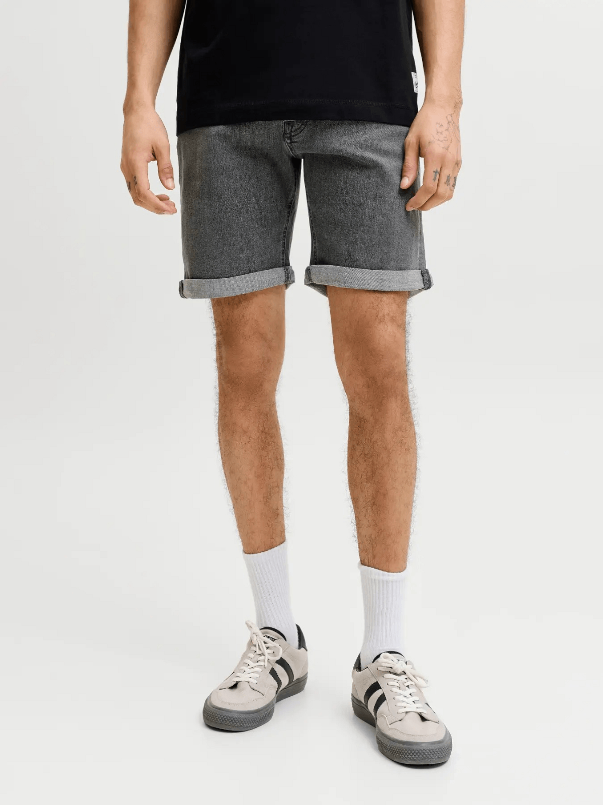 Ανδρική τζίν ελαστική βερμούδα Jack&Jones γκρί χρώμα