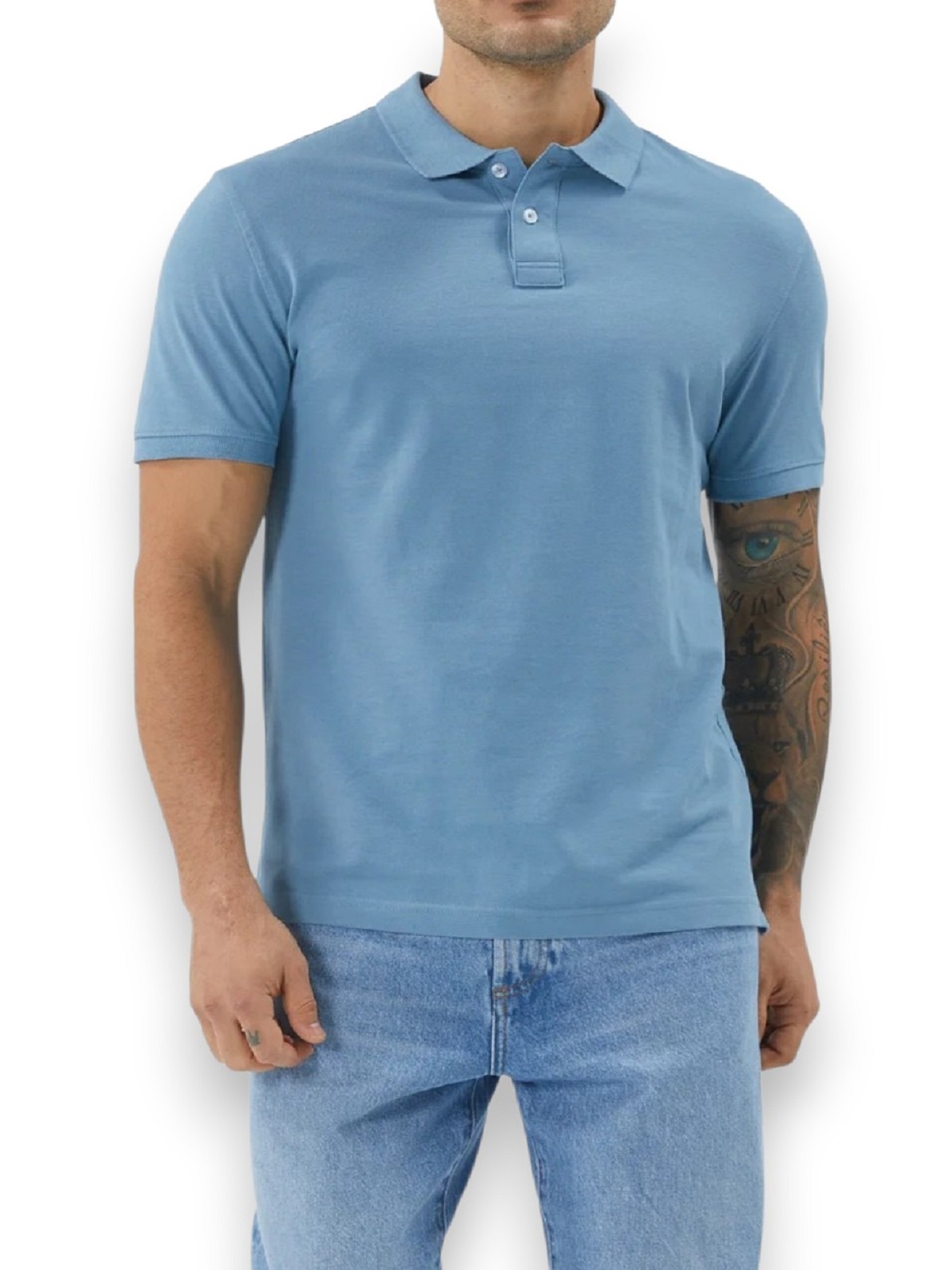 Μονόχρωμο βαμβακερό polo t-shirt Jack&Jones ράφ χρώμα