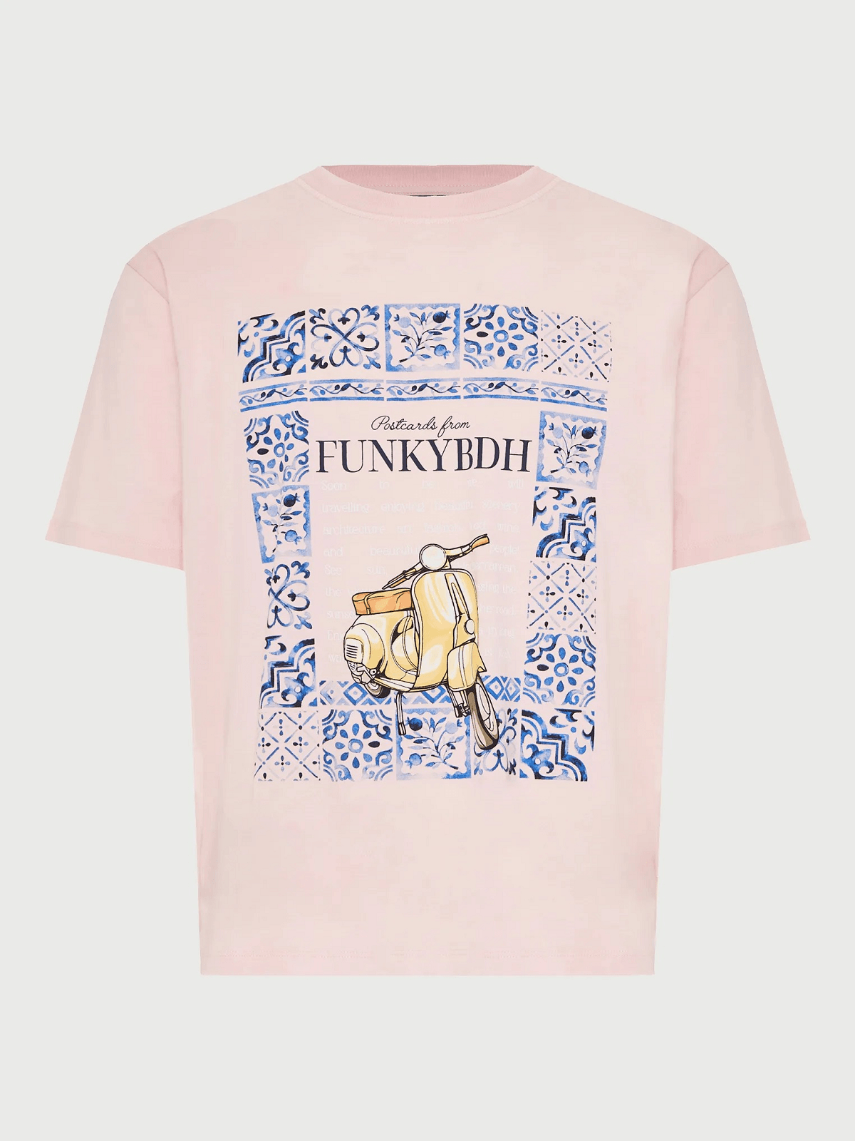 Ανδρικό βαμβακερό t-shirt με τύπωμα Funky Buddha ρόζ χρώμα