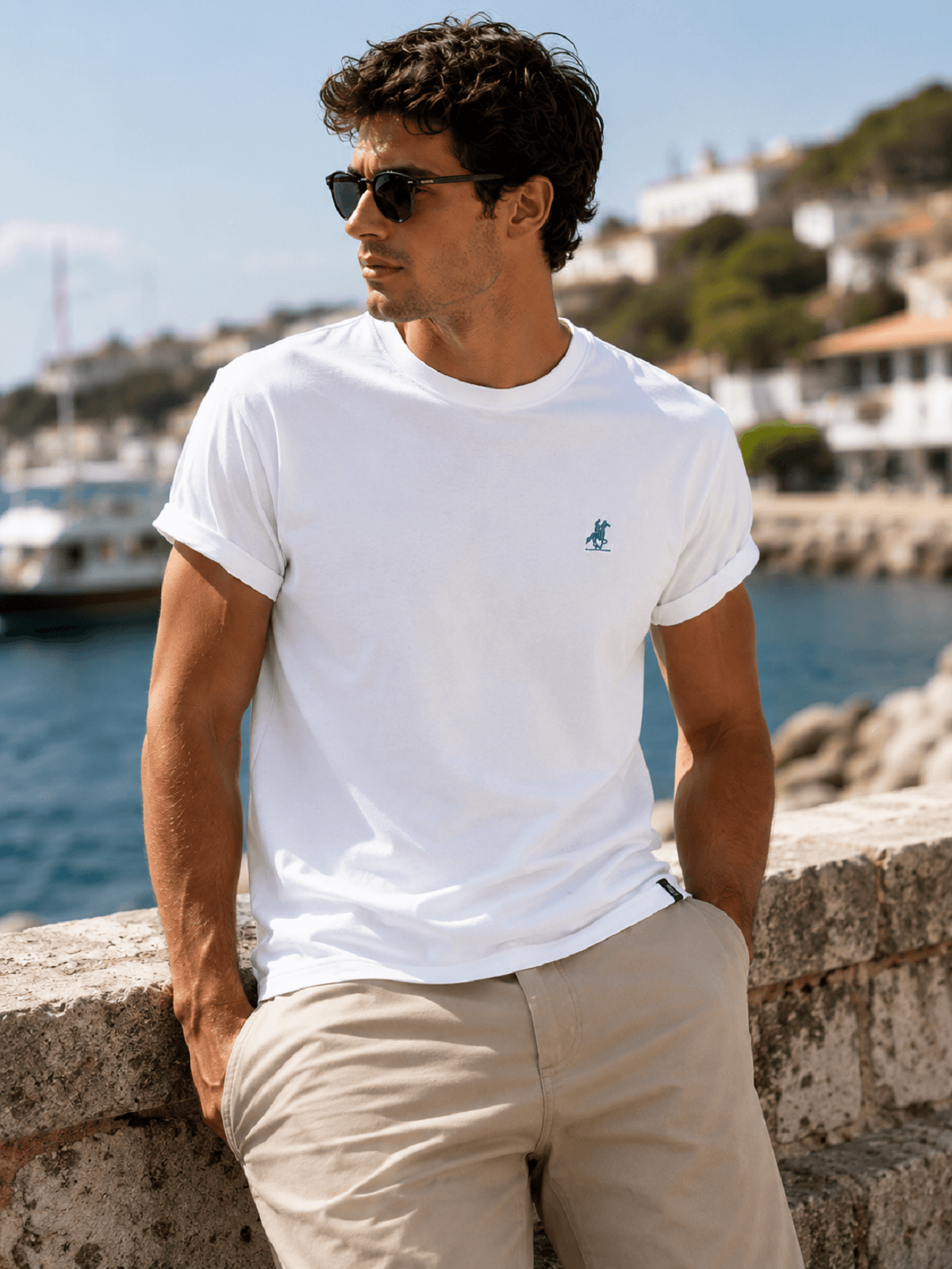 Ανδρικό βαμβακερό t-shirt U.S.GRAND POLO άσπρο χρώμα