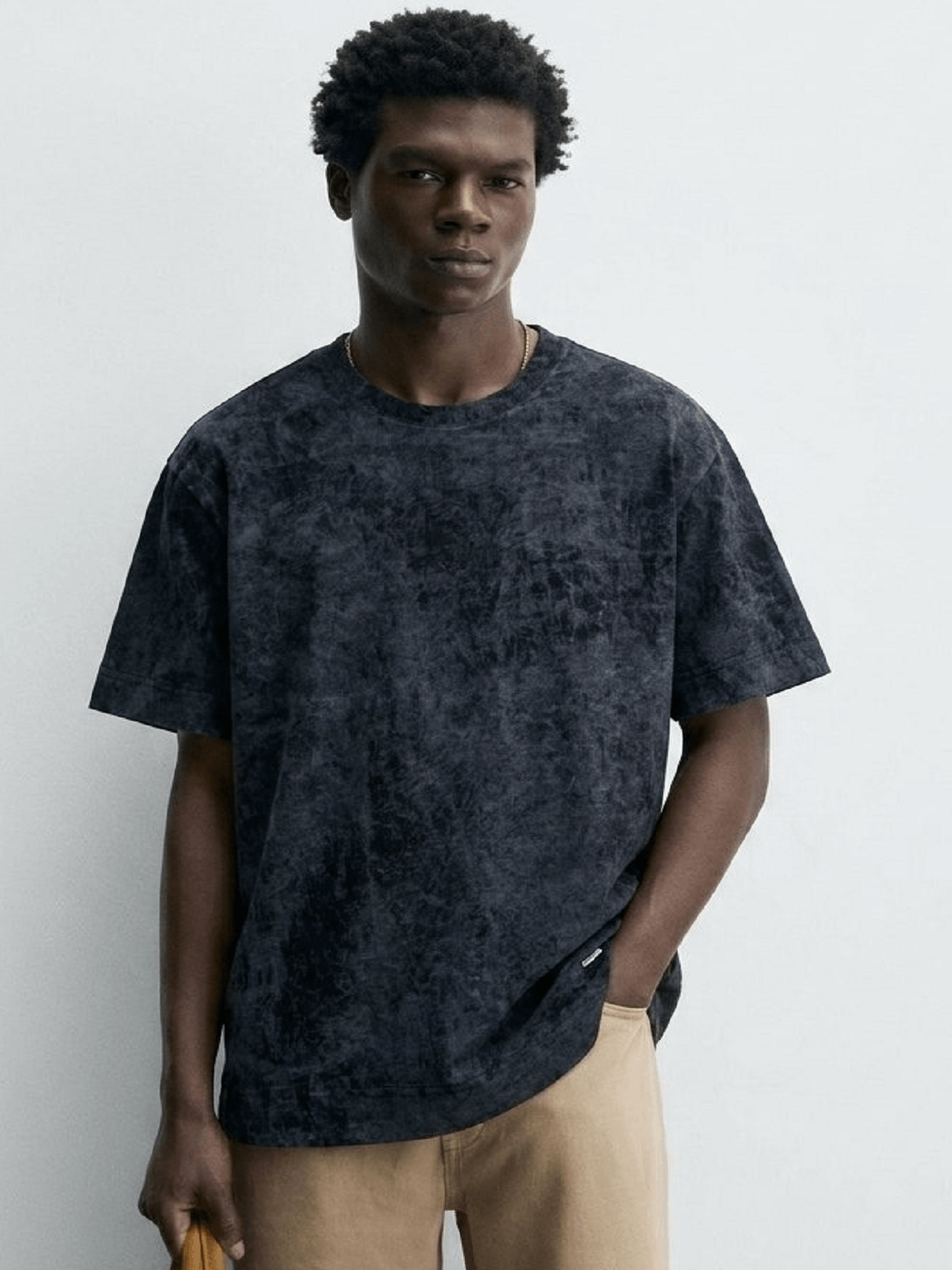 Ανδρικό RELAXED FIT t-shirt σε ύφασμα αντικέ KEDI μαύρο χρώμα