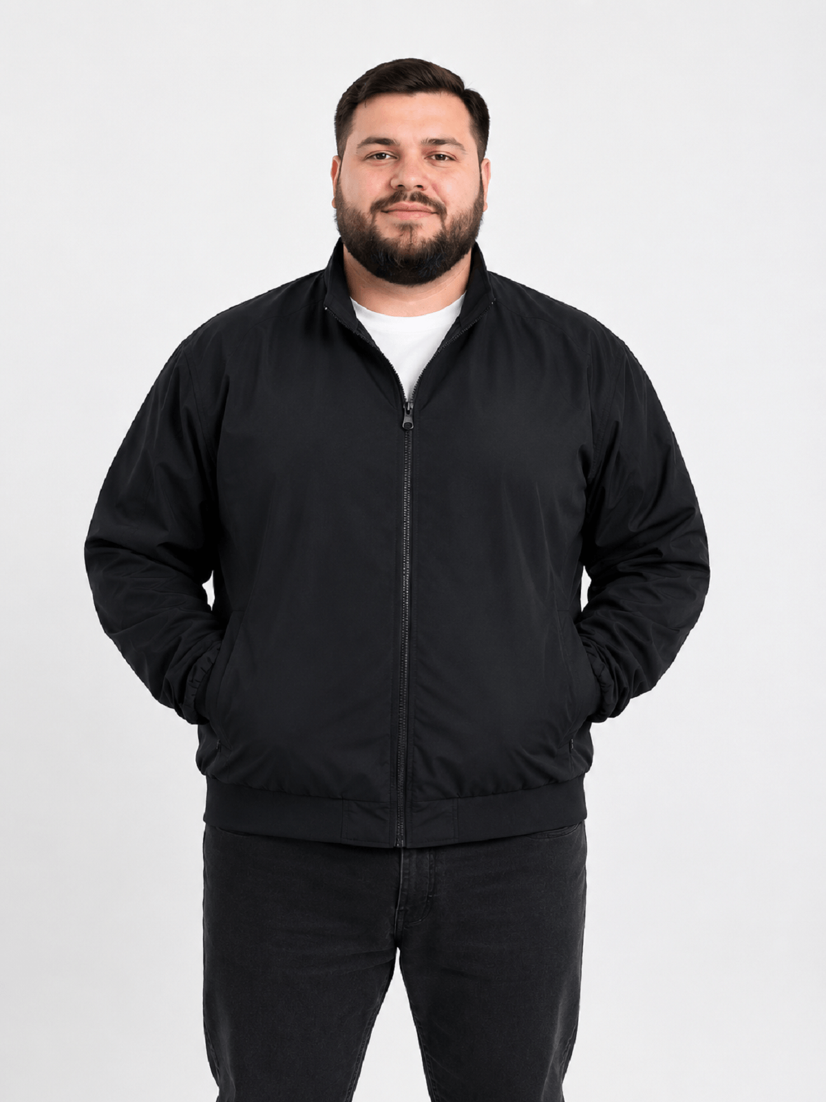 Ανδρικό αντιανεμικό μπουφάν Plus size DSPLAY μαύρο χρώμα