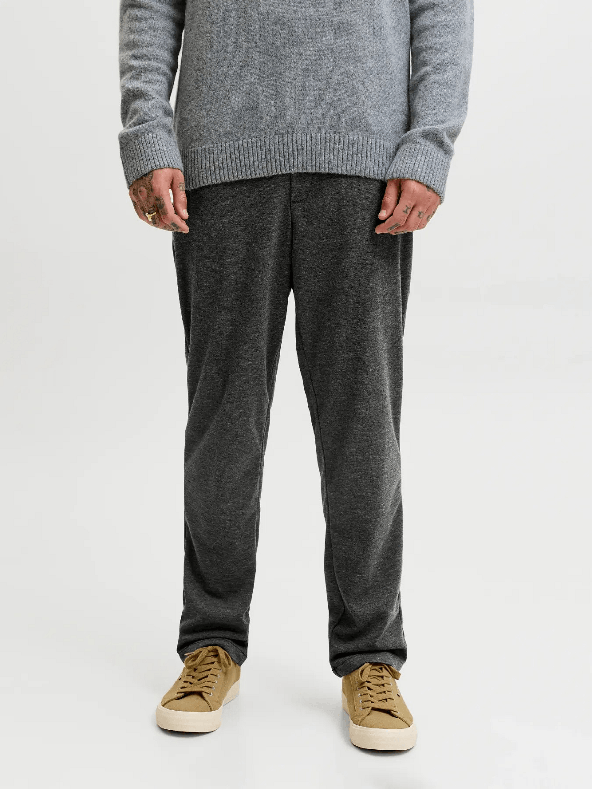 Ελαστικό Chinos παντελόνι Jack&Jones γκρί ανθρακί χρώμα